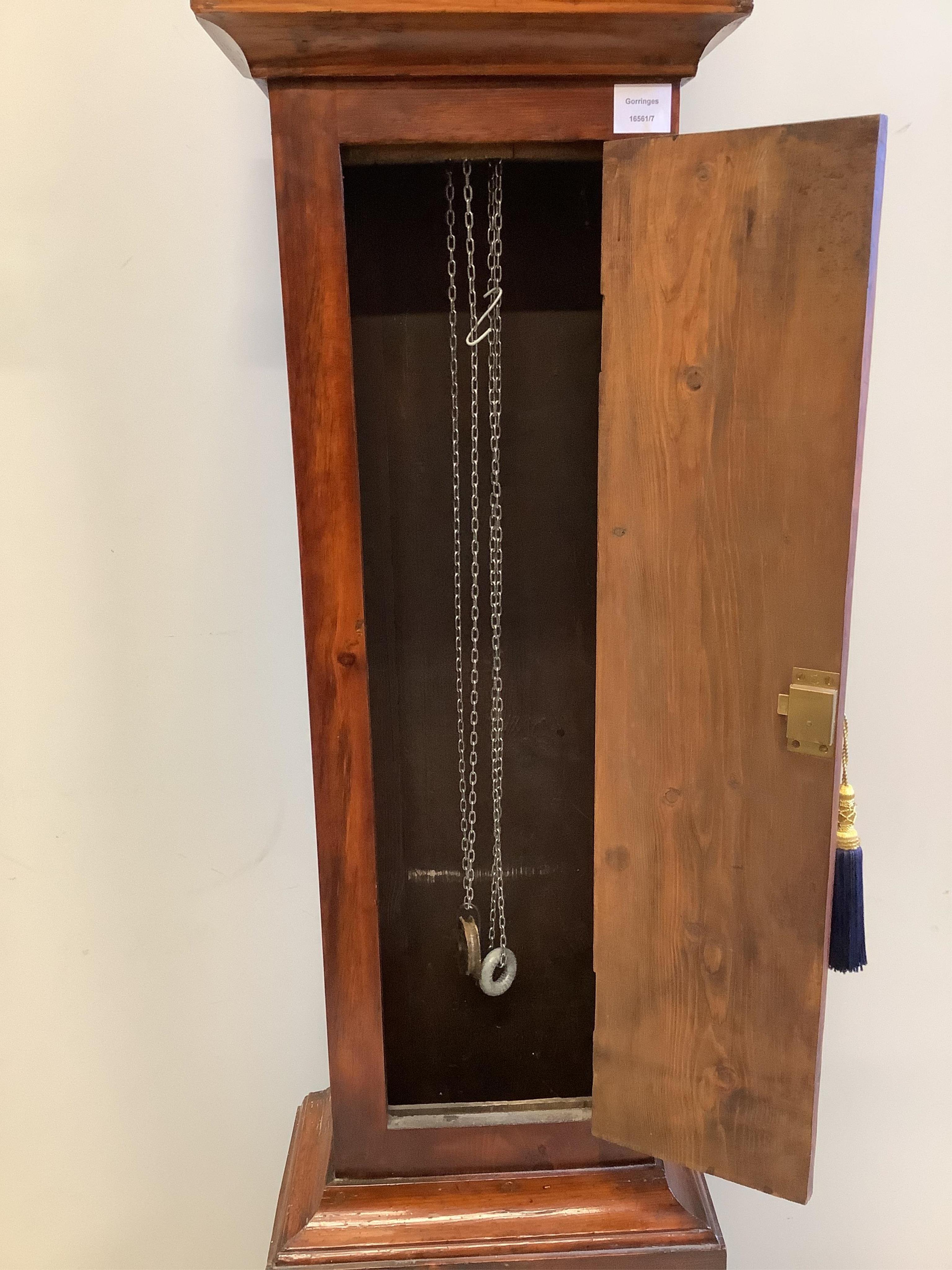 Thomas Bassett, Wadhurst, an 18th century pine thirty hour longcase clock with 10 inch brass dial, height 188cm. Condition - good.